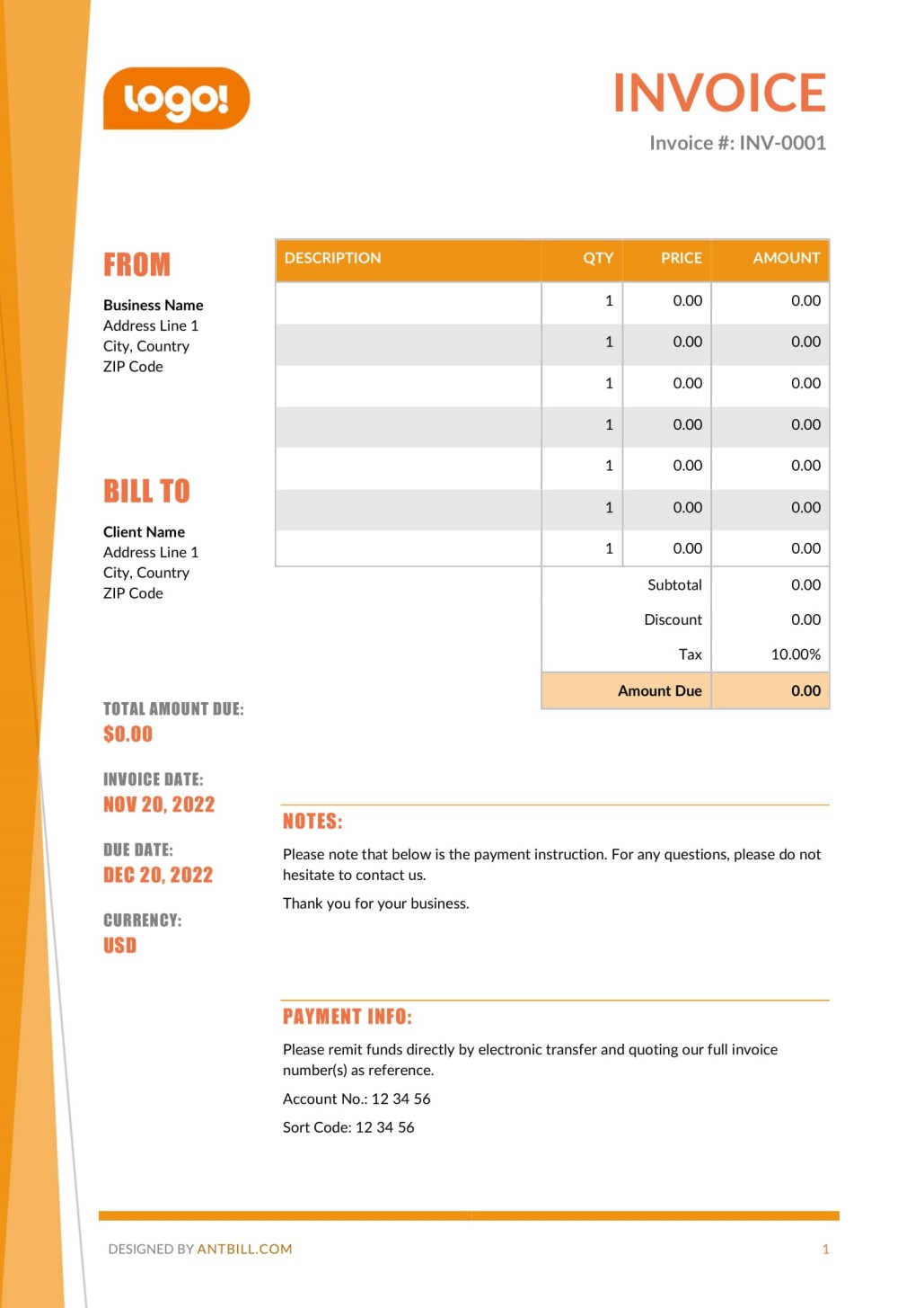 Travel Agency Invoice Template - professional